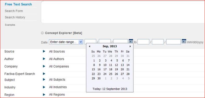 Search Builder How To Search Using Dates Pre Set Date Ranges Entering A Date Range And Using Dates In Free Text Searches Proquest Support Center