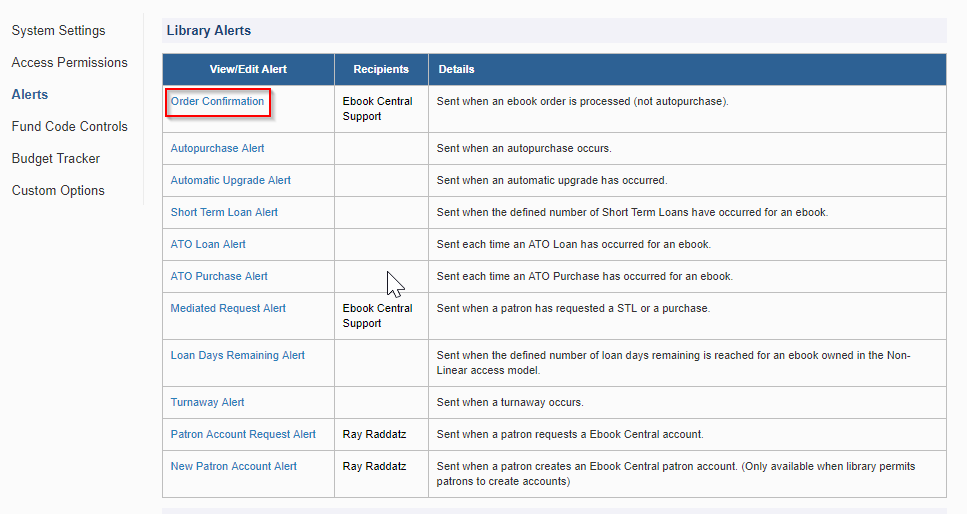 Ebook Central Admin Alert amendment
