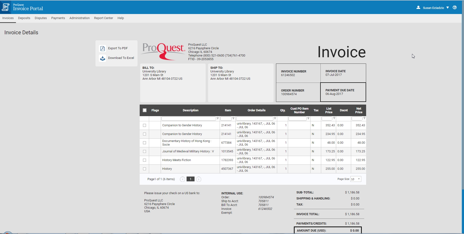 How do I view the details of my Invoice in the portal?