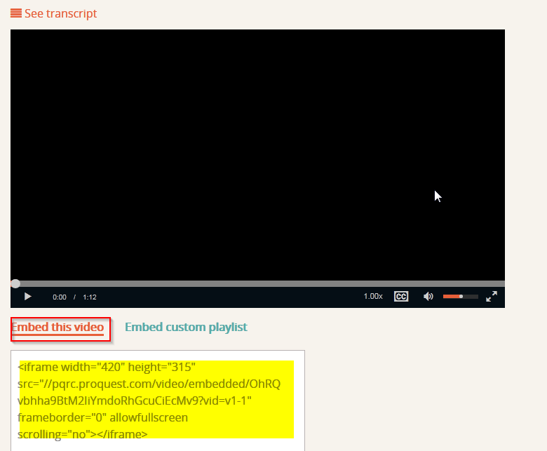 embed this video option for PQRC content