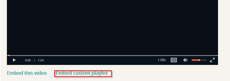 embed this playlist option under video box
