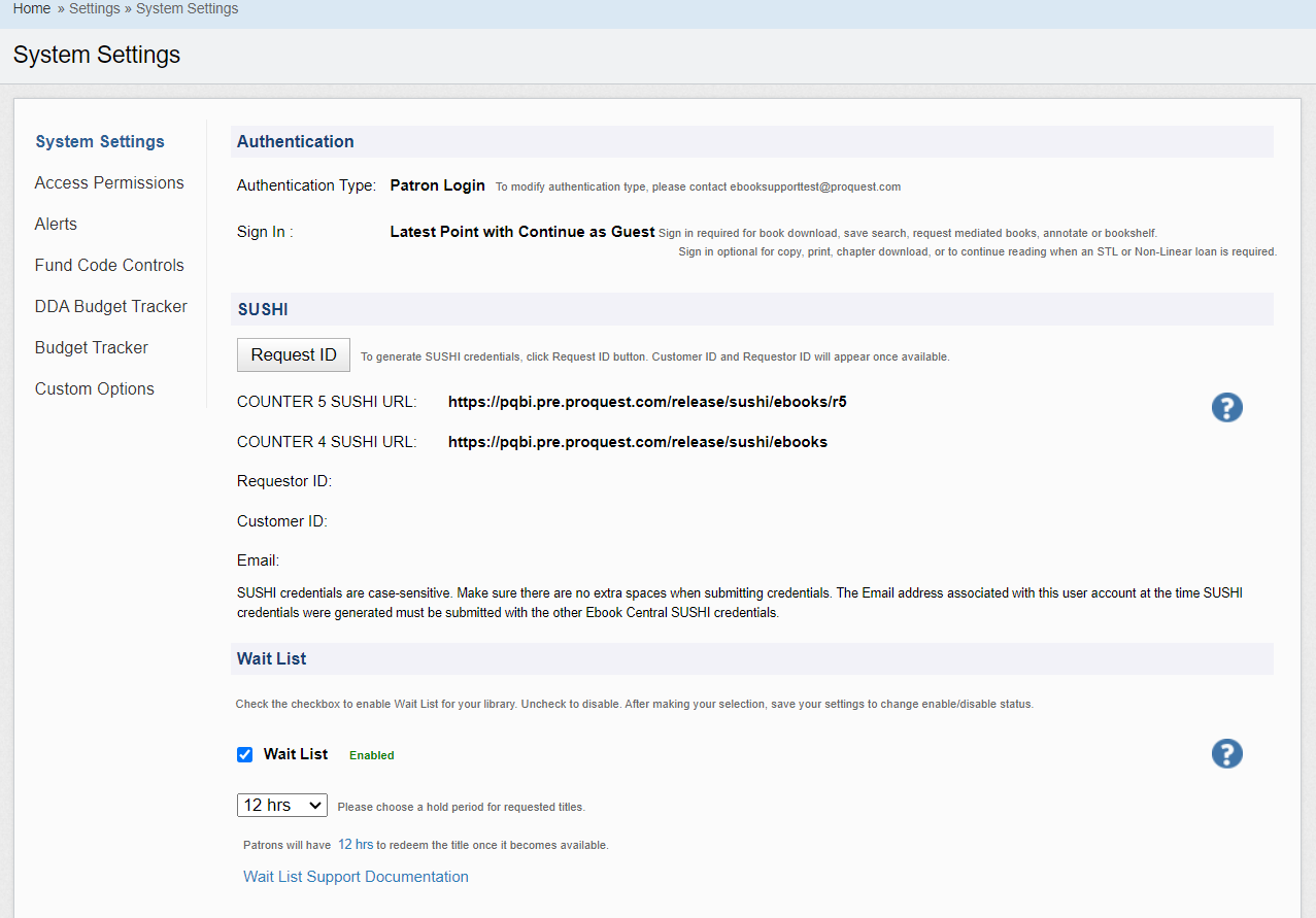 Ebook Central Admin How do I enable the Wait List for my Ebook Central