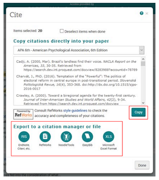 New output options in Cite view