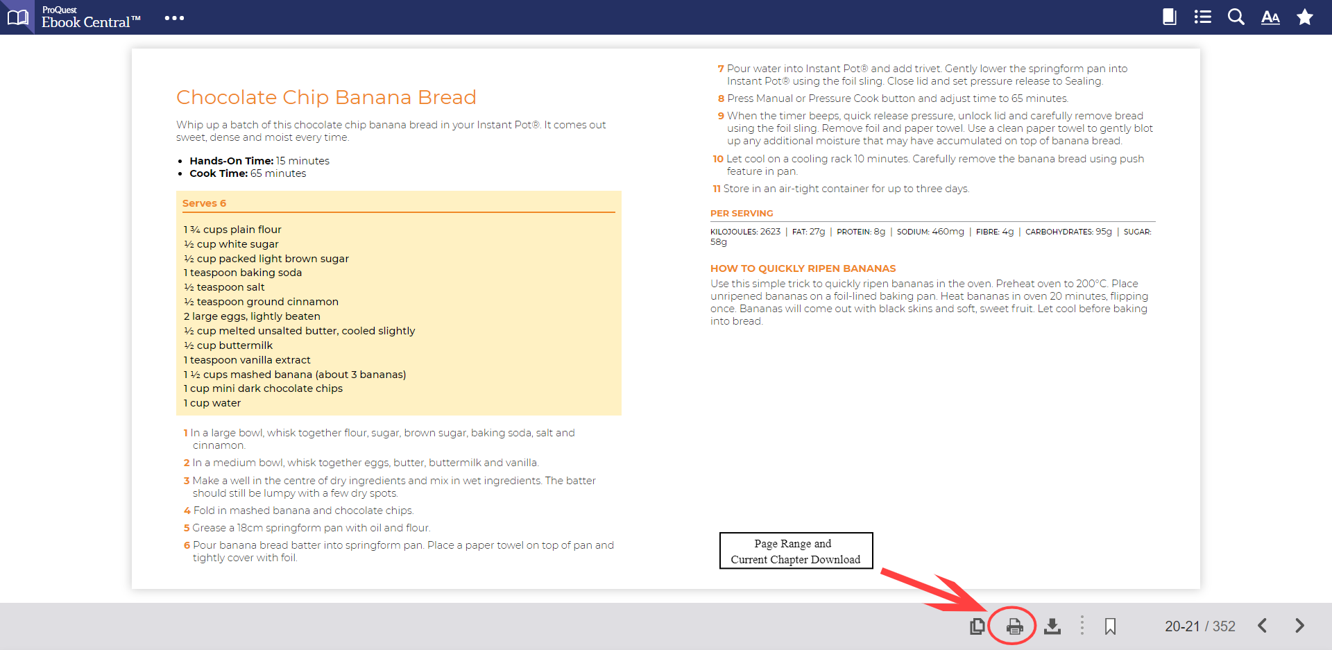 Page range and current chapter download icon in EPUB reader