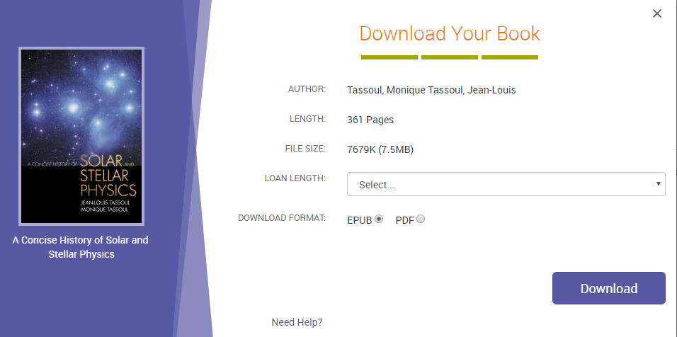 Screenshot showing step 3 of the download modal, where the user can select the download length and file type