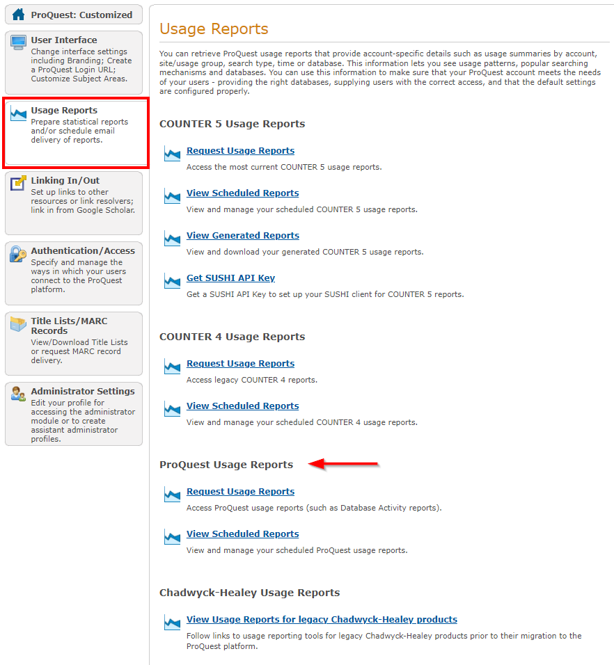 ProQuest Usage Reports